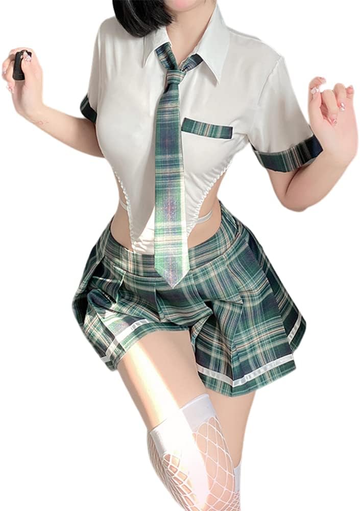 Japanese female student JK pleated skirt anime jumpsuit sexy tight fitting pajama underwear